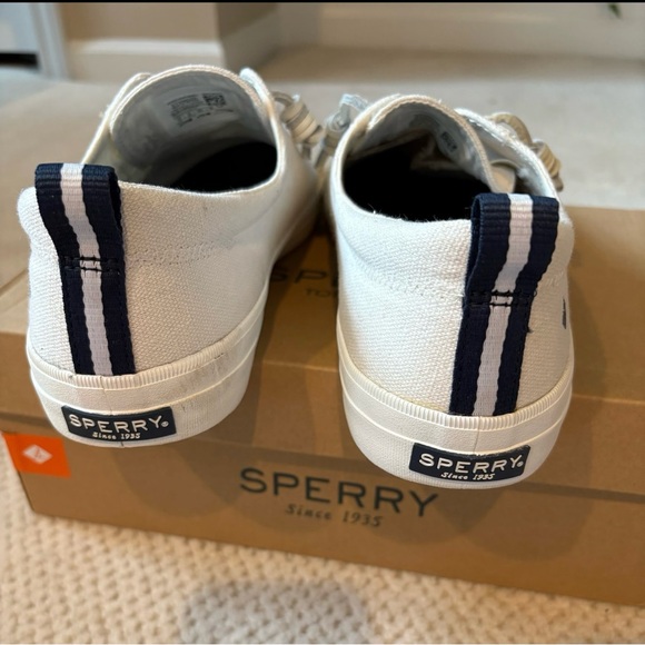 NEW Sperry Crest Vibe Linen Sneaker off white woman 12 shoes slip on canvas boat - Picture 4 of 8